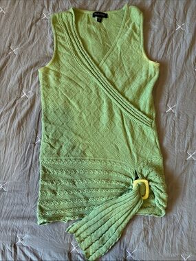 bebe Lime Green Wrap Knit Tank with Knot Detail